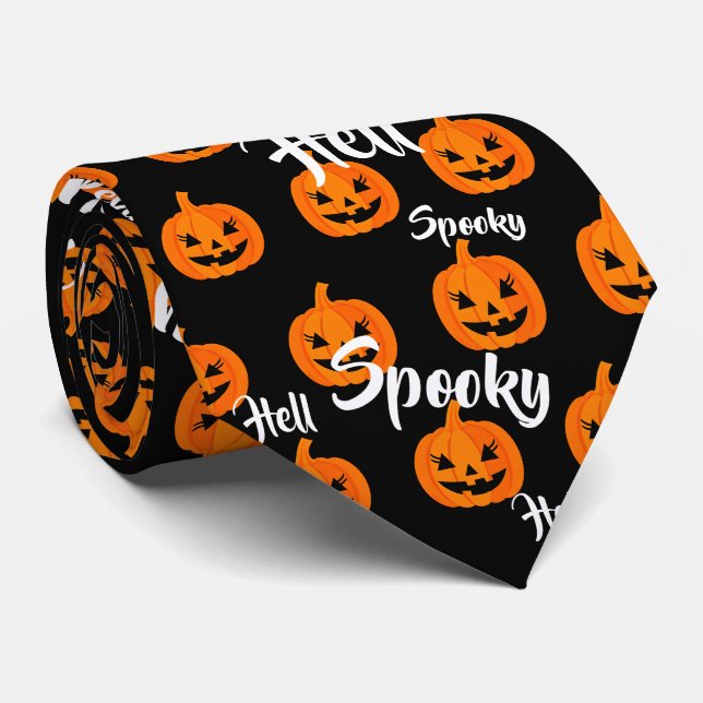 Halloween Scary Face Jack-O-Lantern Custom Tie (Rolled)