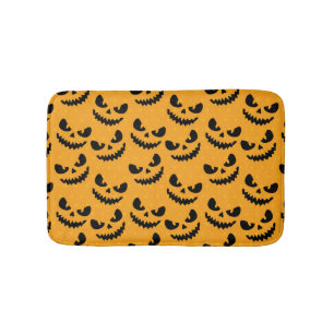 Halloween: scary faces, vintage style. bath mat