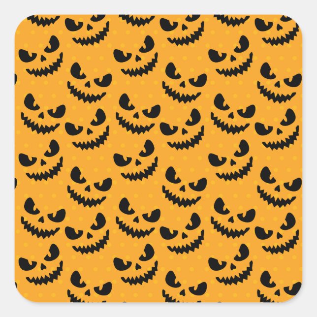 Halloween: scary faces, vintage style. square sticker (Front)