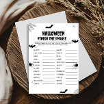 Halloween scary finish the phrase party game card<br><div class="desc">Halloween party game card</div>
