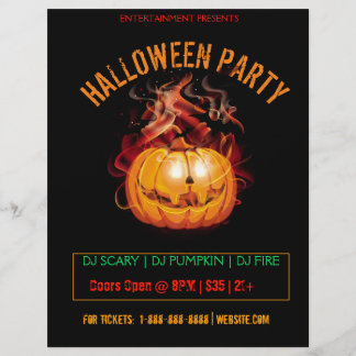 Halloween Scary Fire Pumpkin Party Flyer