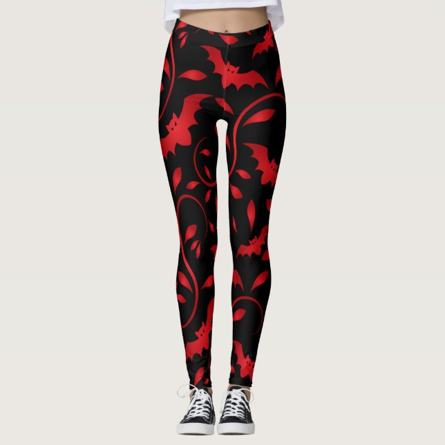 halloween_Scary Flying Bats Design Leggings (Front)