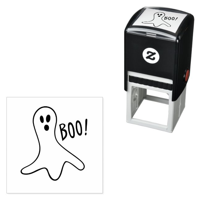 Halloween Scary Ghost Self Inking Rubber Stamp (In Situ)