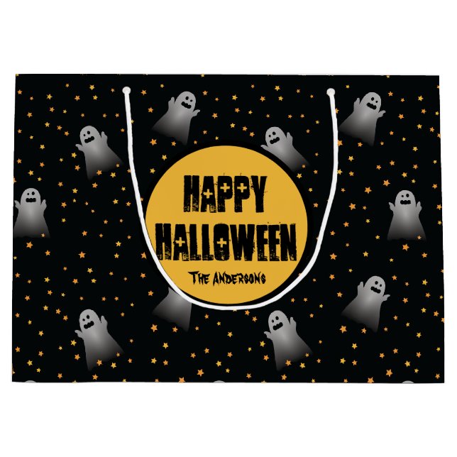 Halloween Scary Ghosts Starry Night Trick or Treat Large Gift Bag (Front)