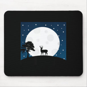 Halloween scary gift - deer on moon - animal lover mouse pad