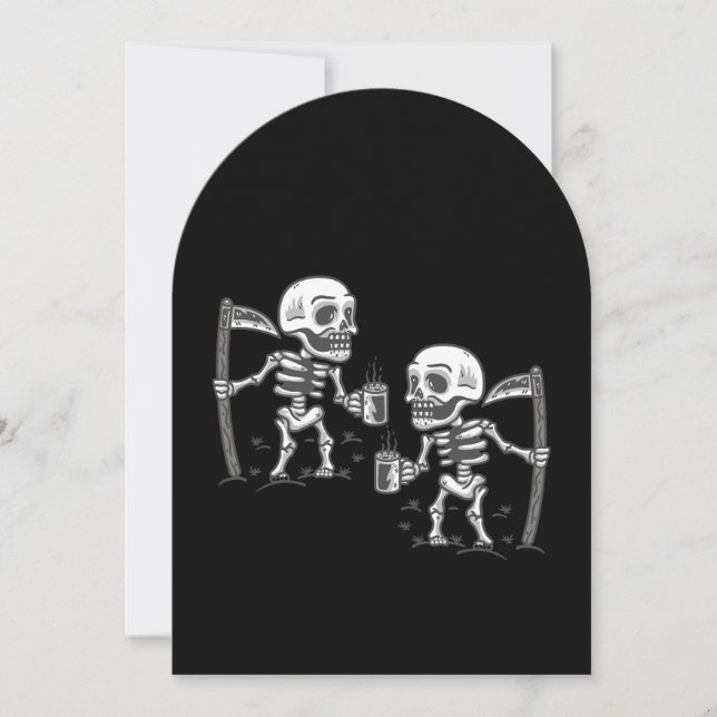 halloween scary grim reaper skeleton coffee  invitation (Front)
