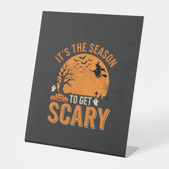Halloween Scary Haunted Castle Vector Pedestal Sign (Front)