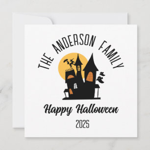 Halloween Scary Haunted  House Personalised Name Holiday Card
