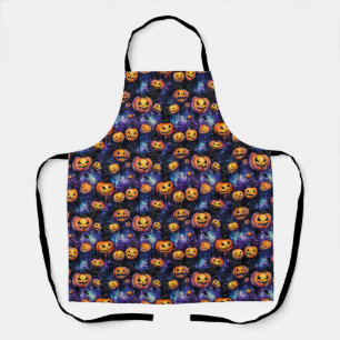 Halloween Scary Jack O Lantern Orange Black Apron
