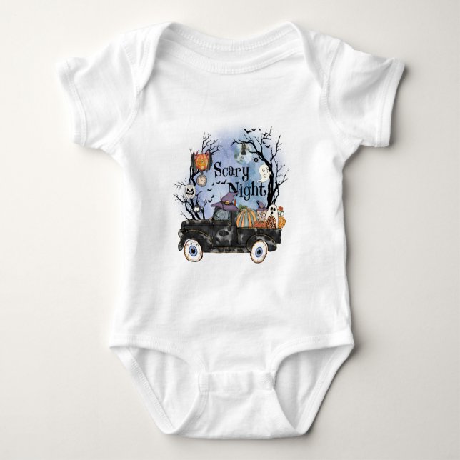 Halloween Scary Night Baby Bodysuit (Front)