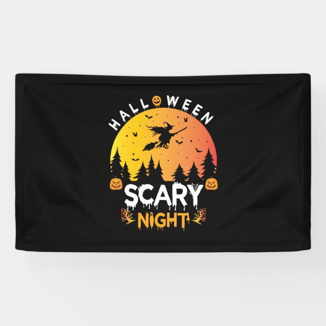 Halloween Scary Night Birthday Banner (Horizontal)