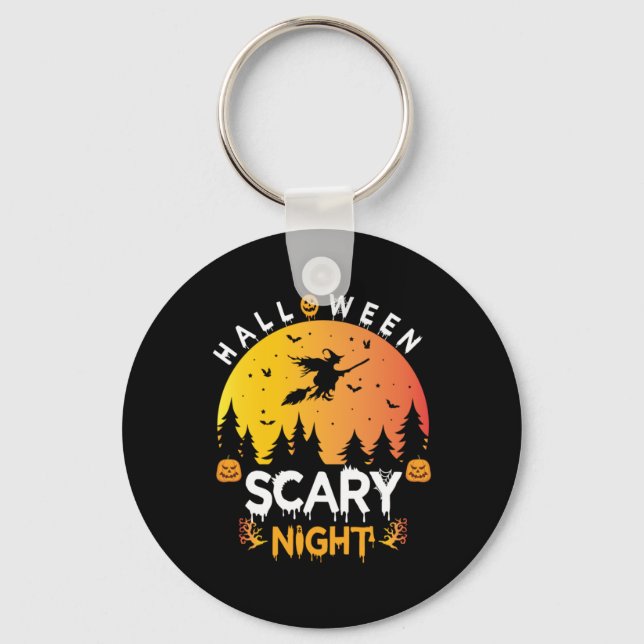 Halloween Scary Night Birthday Key Ring (Front)