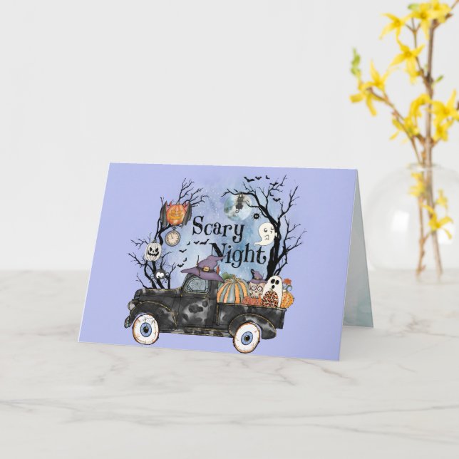 Halloween Scary Night Card (Yellow Flower)