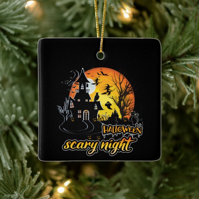 Halloween Scary Night Ceramic Ornament (Tree)
