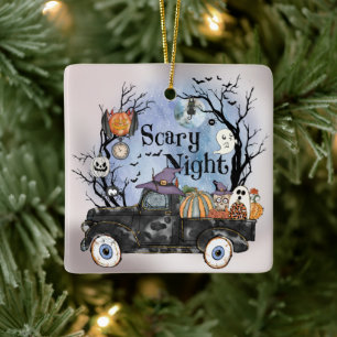 Halloween Scary Night Ceramic Ornament