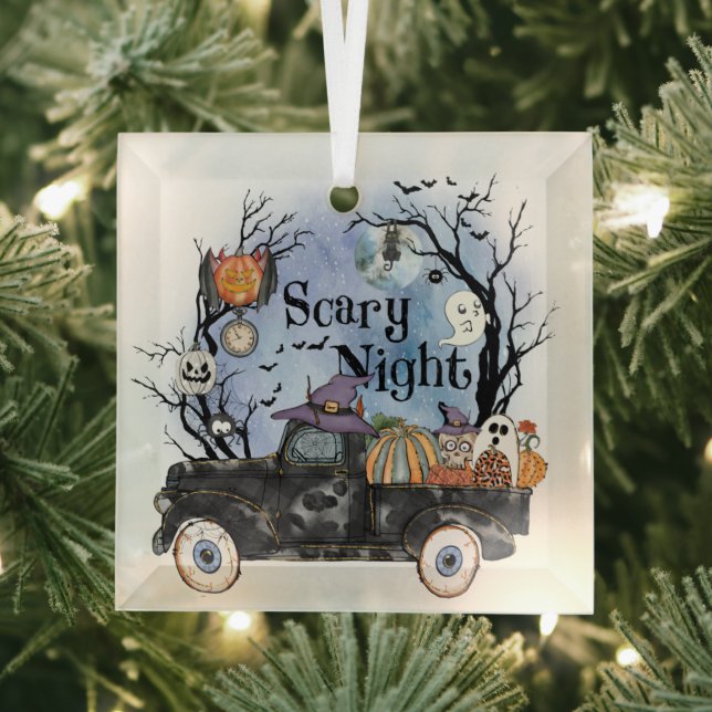 Halloween Scary Night Glass Tree Decoration (Insitu)