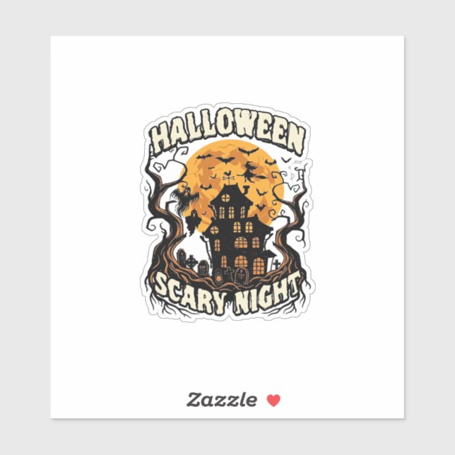 Halloween Scary Night Haunted House Full Moon Witc (Sheet)