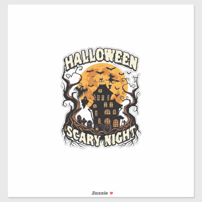 Halloween Scary Night Haunted House Full Moon Witc (Sheet)