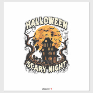 Halloween Scary Night Haunted House Full Moon Witc