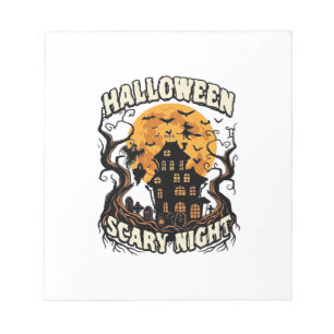 Halloween Scary Night Haunted House Full Moon Witc Notepad