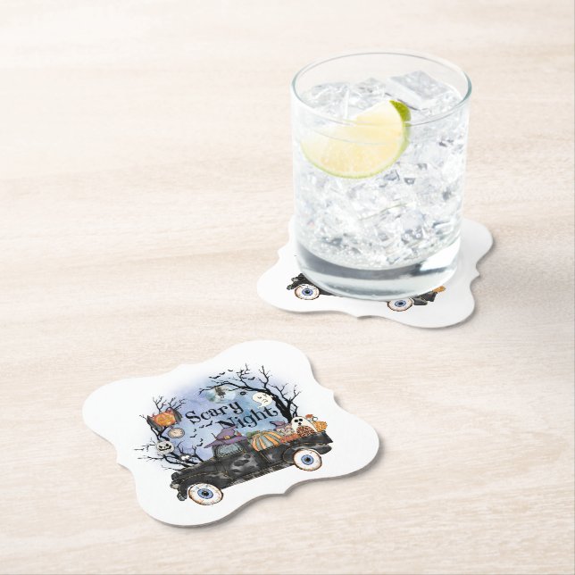 Halloween Scary Night Paper Coaster (Insitu)