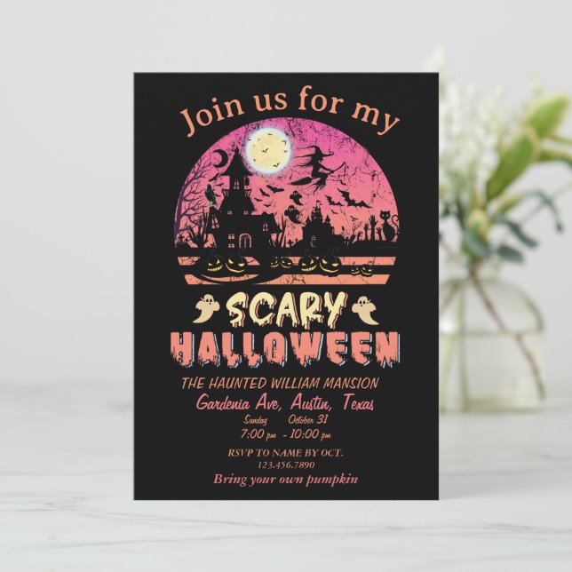 Halloween Scary Night Party Planner Invitation (Standing Front)