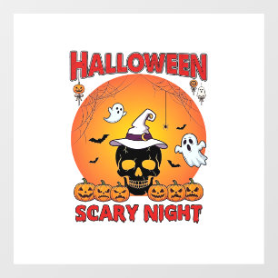 Halloween Scary Night Skull Witch Hat Pumpkins Gho