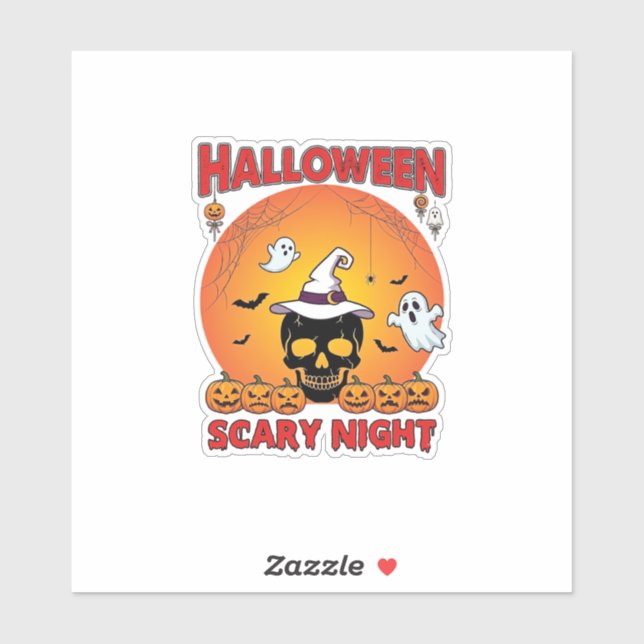 Halloween Scary Night Skull Witch Hat Pumpkins Gho (Sheet)