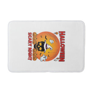 Halloween Scary Night Skull Witch Hat Pumpkins Gho Bath Mat