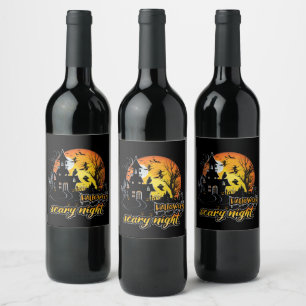 Halloween Scary Night Wine Label