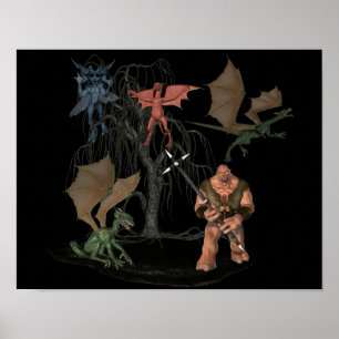 Halloween Scary Ogre Goblin Creatures Poster