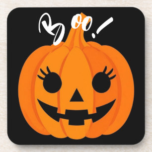 Halloween Scary Orange Jack-O-Lantern Custom Boo Coaster