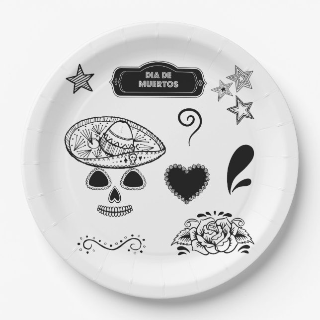 Halloween Scary Pattern Paper Plate (Front)