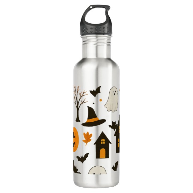 Halloween Scary Pattern – Spooky & Festive 710 Ml Water Bottle (Front)