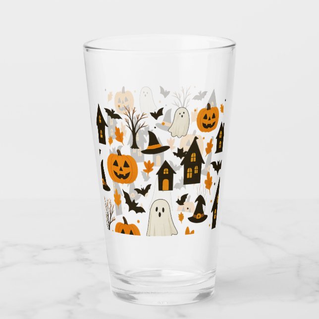 Halloween Scary Pattern – Spooky & Festive Glass (Front)
