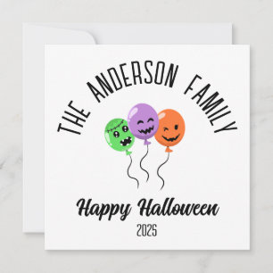 Halloween Scary Pumpkin Balloons Personalised Name Holiday Card