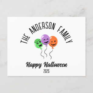 Halloween Scary Pumpkin Balloons Personalised Name Holiday Postcard