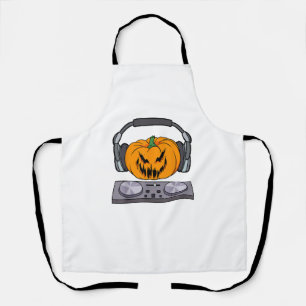 Halloween Scary Pumpkin DJ Music Turntables Men Wo Apron