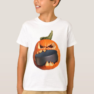 Halloween Scary Pumpkin Eating Puck T-Shirt