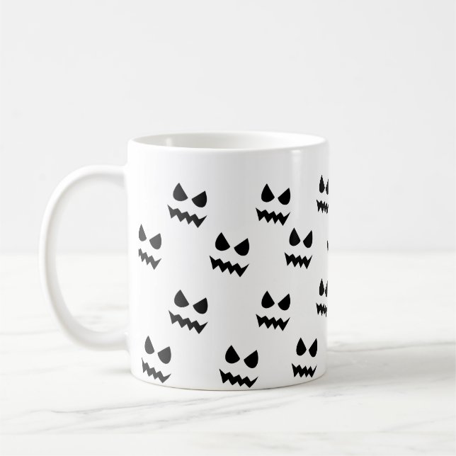 Halloween Scary Pumpkin Ghost Face  Coffee Mug (Left)