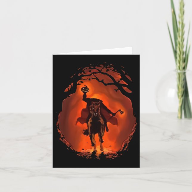 Halloween Scary Pumpkin Headless Horseman  Card (Front)
