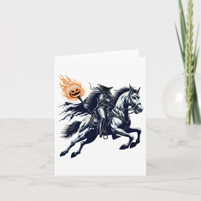 Halloween Scary Pumpkin Headless Horseman  Card (Front)