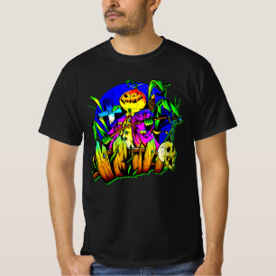 Halloween Scary Pumpkin Man Skull RIP Gravestone T T-Shirt