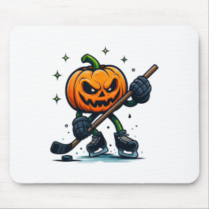 Halloween Scary Pumpkin Showing Hockey Skills Spoo Mouse Pad