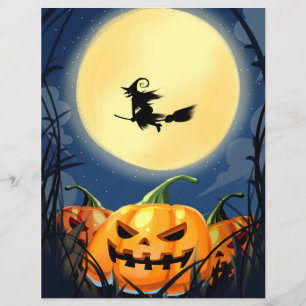 Halloween Scary Pumpkin with Moon and Witch Flyer