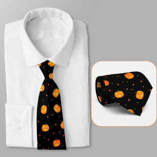Halloween Scary Pumpkins Jack-o'-Lantern Pattern  Tie