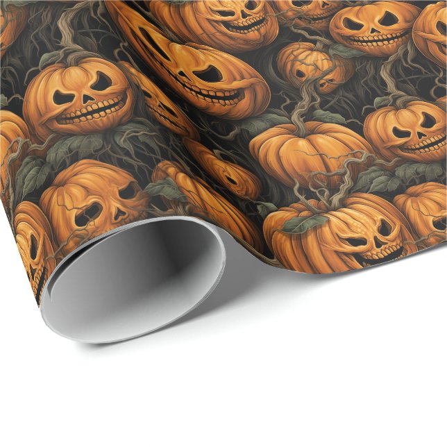 🎃 Halloween - scary pumpkins Wrapping Paper (Roll Corner)