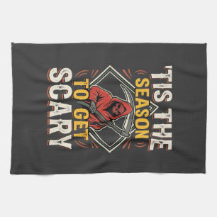 Halloween Scary Reaper Vintage Design Tea Towel