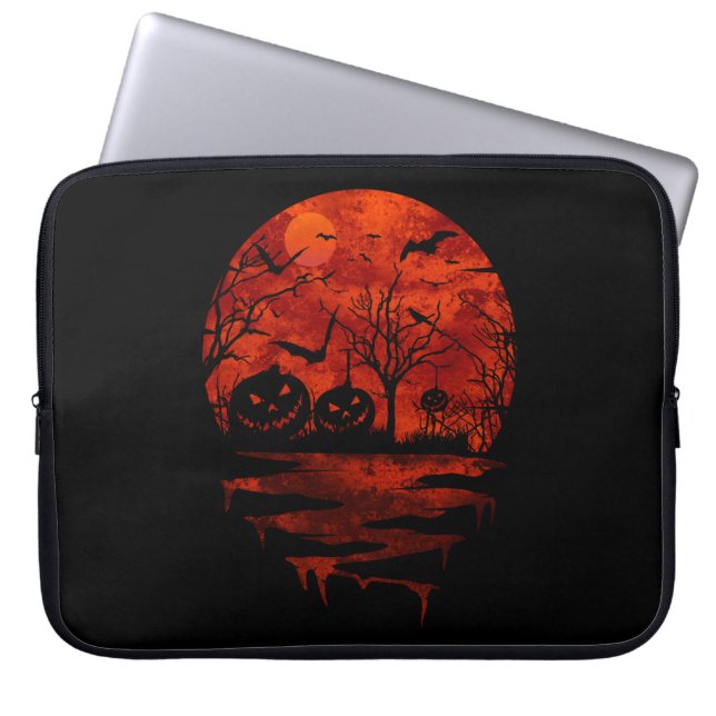 HALLOWEEN SCARY RED MOON LAPTOP SLEEVE (Front)