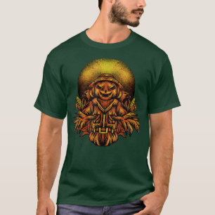 Halloween Scary Scarecrow Boo Skeleton Pumpkin T-Shirt